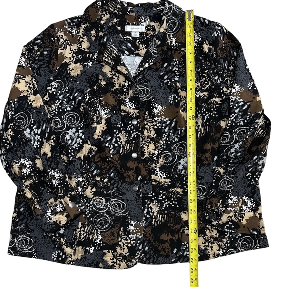 CJ Banks Abstract Print Black and Brown Button Front Long Sleeve Top Size 2X - Picture 10 of 10